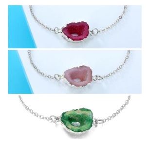 Silver Resin Geode Stone Bracelets